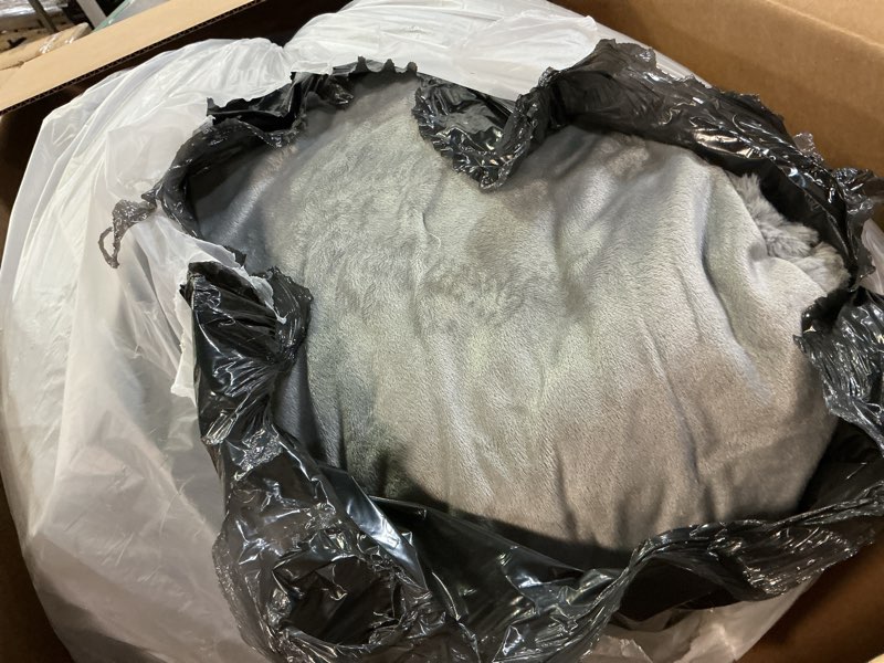 Condition photo showing As Is for ugg kenzie full/queen comforter set with 2 pillow shams plush faux fur bedding soft warm down alternative comforter washable hypoallergenic fluffy blanket set for bedroom, full/queen size, seal grey full/queen