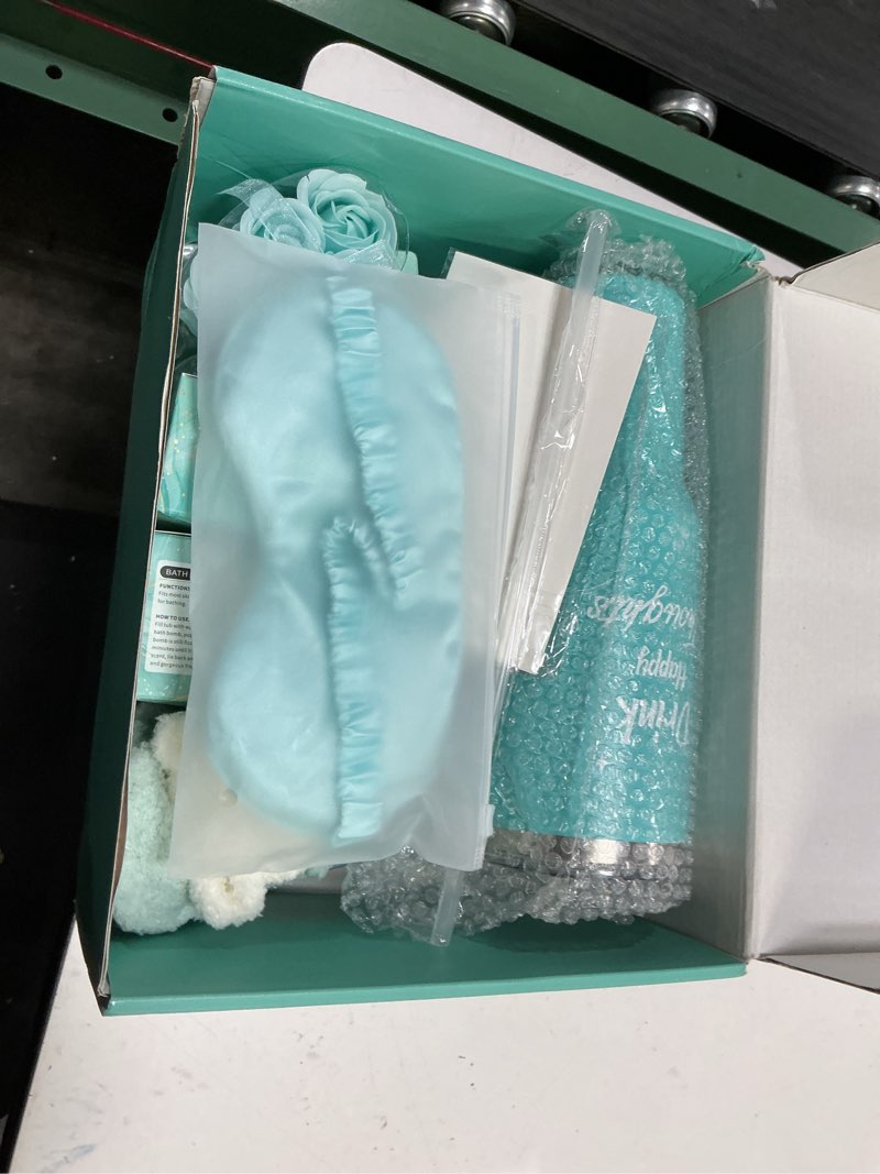 Condition photo showing New/Like New for Birthday Gifts for Women, Valentines Day Gifts for Her, Self Care Get Well Soon Gift Baskets for Mom Sister Wife Girlfriend, Ocean Relaxing Spa Care Package w/Blanket 40 OZ Tumbler - Mothers Day