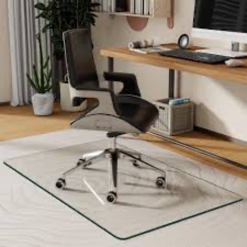 beswin large office chair mat for hardwood floor, 45"x53" clear rolling mat for office, heavy duty d
