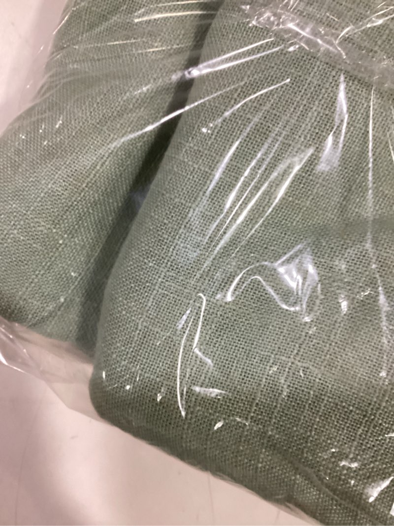 Condition photo showing Good Condition for lamit fresh green linen curtains for living room, 80 inch faux linen textured light filtering drapes back tab and rod pocket boho panels for farmhouse/bedroom/porch, 52 x 80 inch, 2 panels set 52"w x 80"l (pack of 2) fresh green