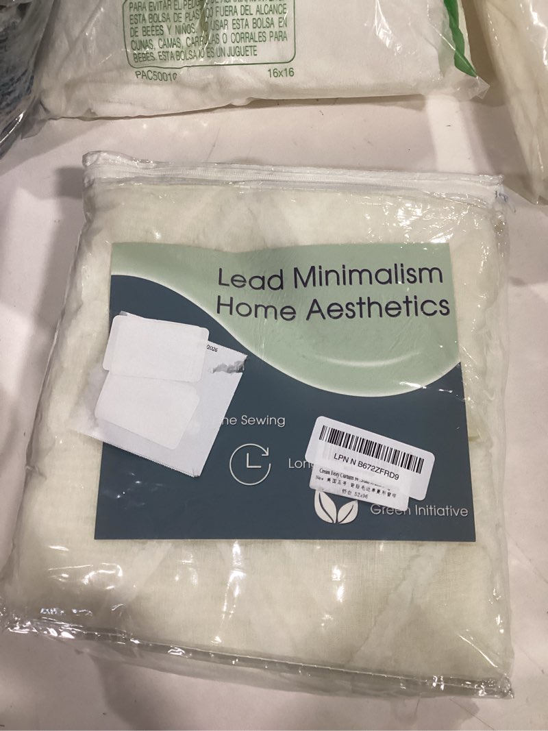 Condition photo showing New/Like New for cream sheer curtains 108 inches long 2 panels rod pocket back tab top elegant ivory drapes for bedroom light filtering privacy window treatment extra long embroidered sheer curtains for living room ivory cream 52"w x 108"l (pack of 2)