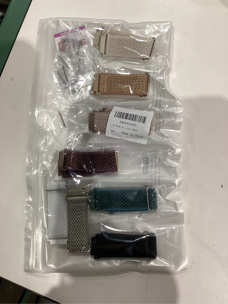 Condition photo showing New/Like New for 8 Pack Stretchy Bands Compatible with Samsung Galaxy Watch 7 6 5 4 40mm 44mm/Galaxy 5 Pro 45mm/6 4 Classic 46mm 42mm 43mm 47mm/Active 2, 20mm Nylon Elastic Watch Strap Sport Wristbands for Women Men BlueGrey/White/Stone/StoneGrey/Black/Grey/MidnightBlue/ArmyGreen 20mm