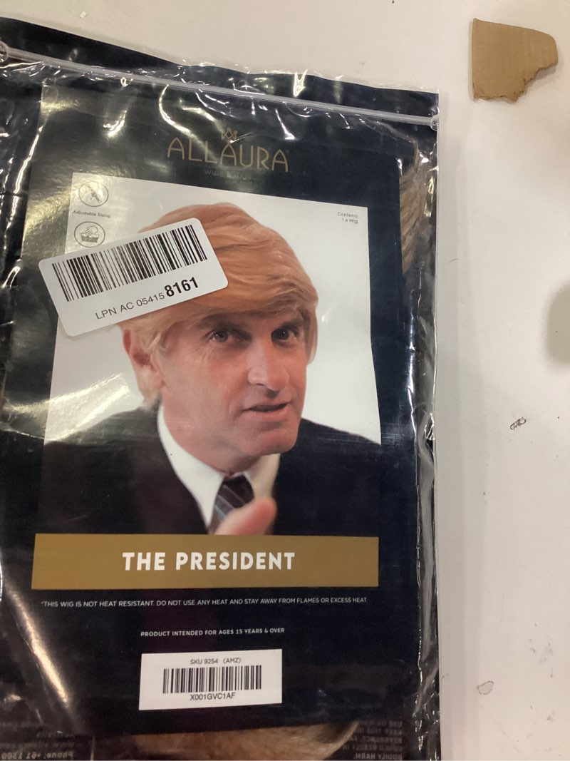 Condition photo showing Good Condition for ALLAURA Iconic Blonde Comb-Over Wig – Funny Costume Hairpiece for Adults – Realistic Halloween & Party Wig for Men & Women – Ideal for Costumes, Cosplay, Events, and Skits Funny Blonde Comb-over Wig