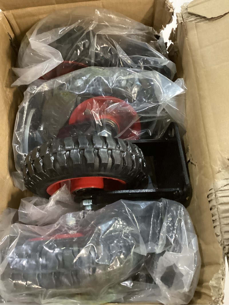Condition photo showing Good Condition for POWERTEC 6 Inch Caster Wheels Set of 4 (2 Swivel & 2 Fixed), Heavy Duty Casters w/Rubber Knobby Tread for Workbench, Dolly, Cart, Trolley, Wagon and Chicken Coop, Large Rubber Castor Wheels (17054V) 6 inch, 4PK