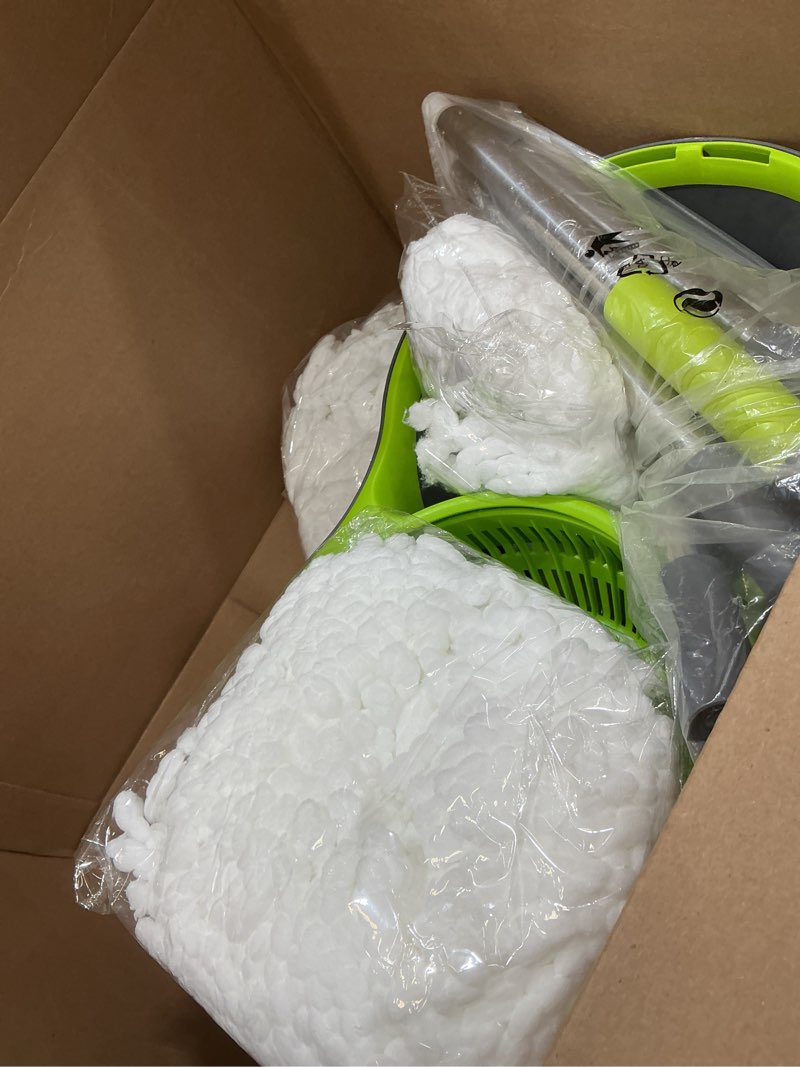 Condition photo showing Good Condition for spin mop bucket system,masthome pedal spin mop and bucket with wringer set,easywring microfiber mop with 3 mop pads,360°spinning floor cleaning system - home & office suitable green+dark grey
