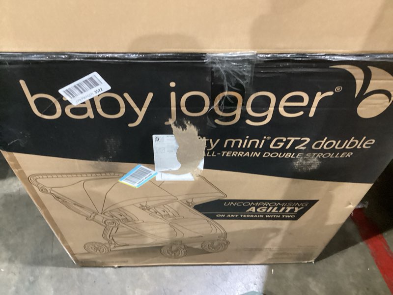 Condition photo showing New/Like New for baby jogger city mini gt2 all-terrain double stroller with forever air rubber tires and all-wheel suspension pike exclusive includes belly bars leatherette handlebar and premium fabric double stroller pike