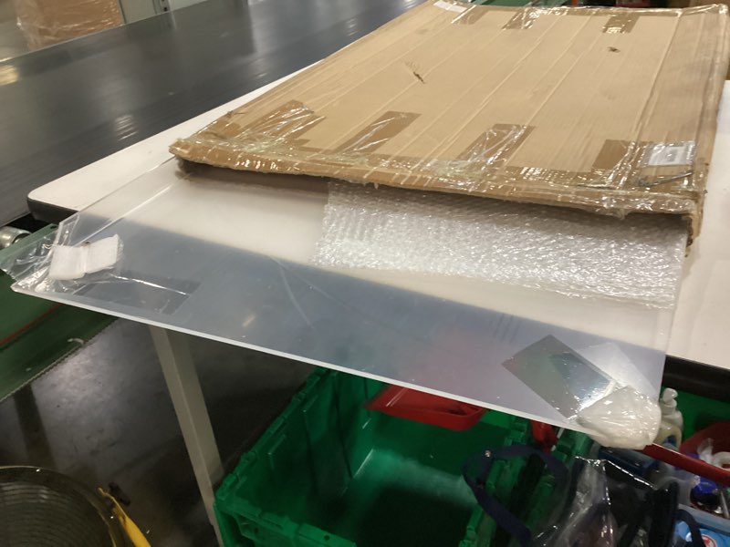 Condition photo showing As Is for wesiti large acrylic cutting board with lip non slip 36"l x 24"w clear cutting board chopping acrylic countertop protector cover shatter resistant for home restaurant kitchen sink stove 37.4"l x 25.6"w clear