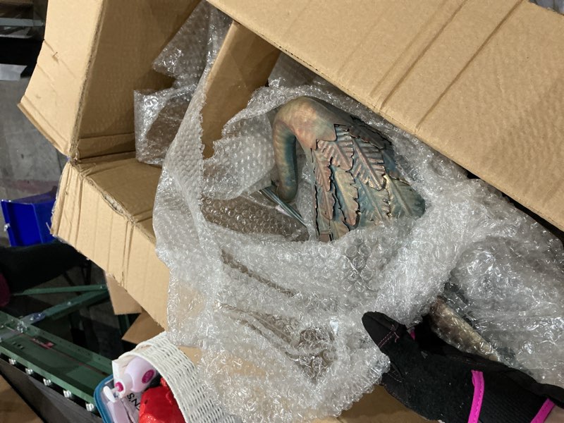 Condition photo showing Good Condition for oritty 33-37 inch metal crane garden statue décor, bird heron garden sculpture & statues, outdoor decoration for yard pond lawn backyard pool, vintage spread wings crane, set of 2 copper