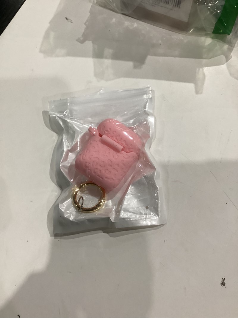 Condition photo showing Good Condition for Compatible with Airpods Case Leopard Engraved Skin Cover Compatible with Airpods 2nd/1st Charging Case,Cute Soft Silicone Full Protective, Front LED Visible, Pink for AirPods 2/1 Engraved Leopard/Pink