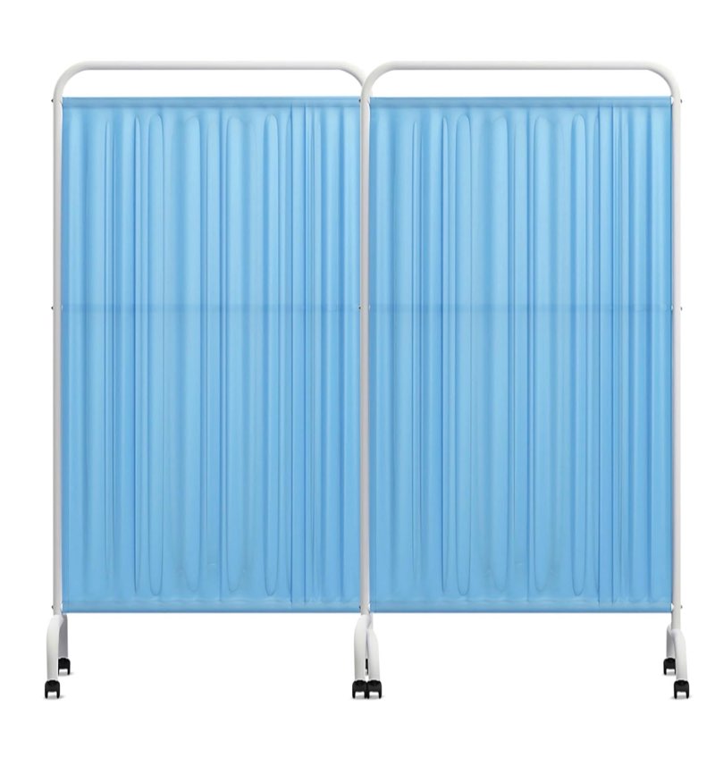 6FT Medical Privacy Screen on Wheels, Portable Freestanding Room Partition Wall Divider, Foldable Room Divider with Locking Casters (2, Pale Blue)