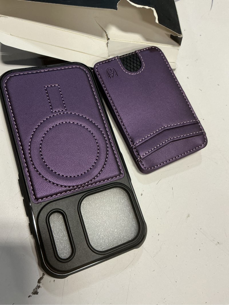 Condition photo showing Good Condition for for iphone 17 pro wallet case compatible with magsafe, magnetic rfid blocking card holder kickstand 2 in 1 detachable case for iphone 17 pro 6.3", purple for iphone 17 pro - 6.3" purple