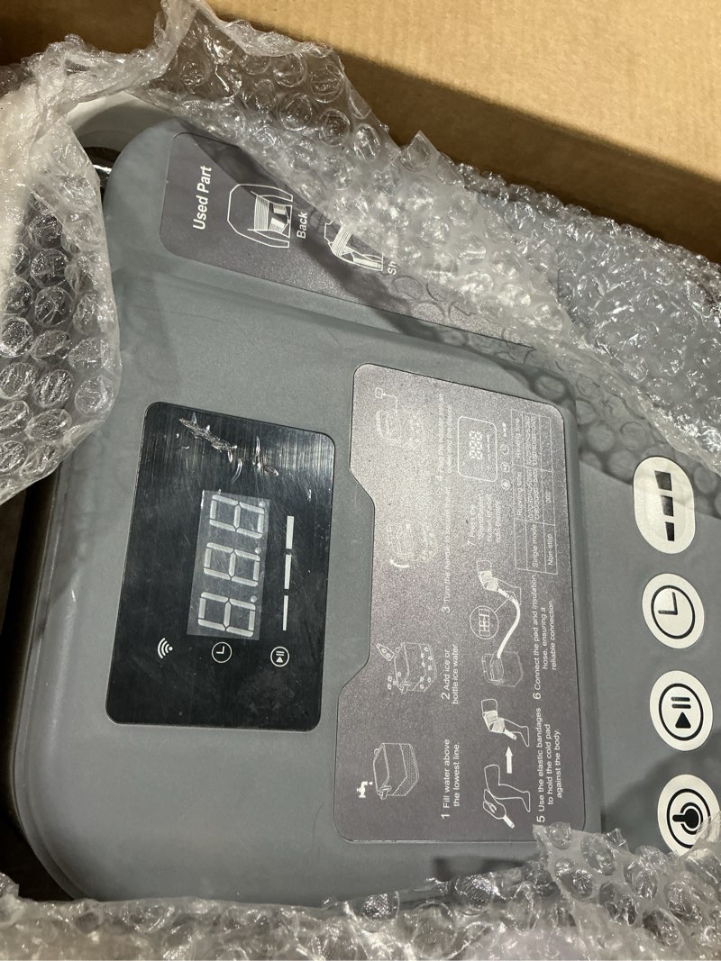 Condition photo showing As Is for cold therapy machine,programmable timer knee ice machine with silent pump,knee replacement system for cryotherapy pain sports injuries,ice therapy ankle/leg/shoulder/back/hip