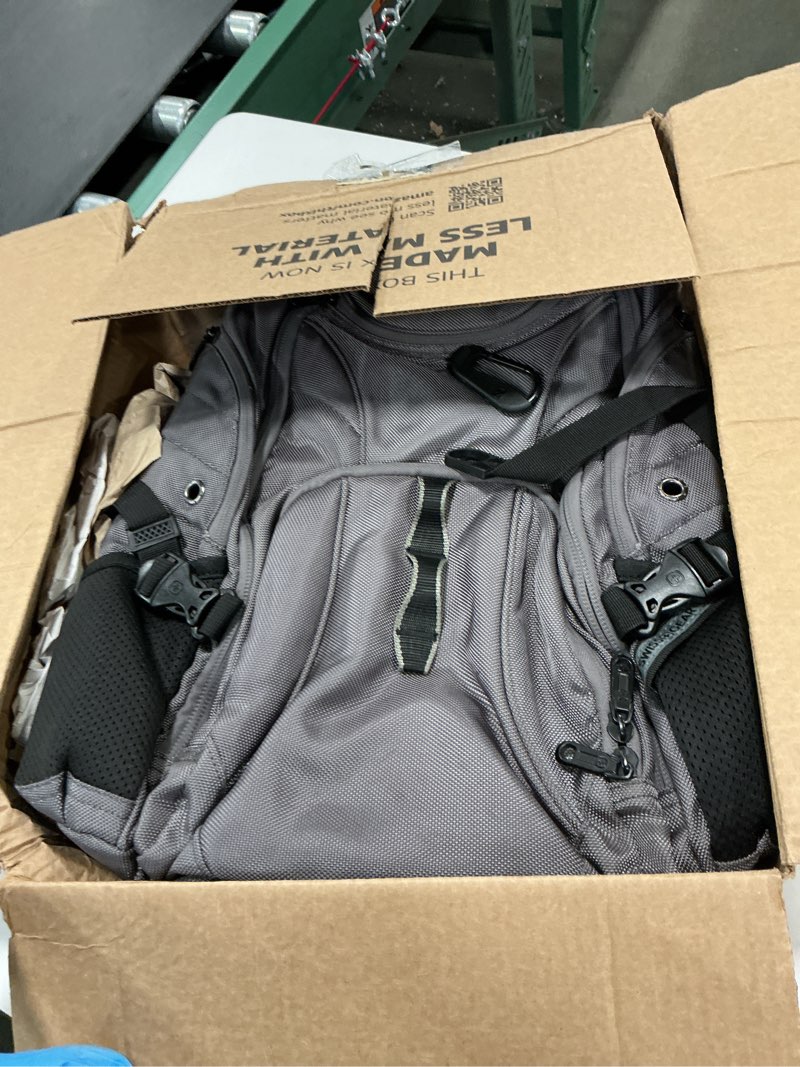 Condition photo showing As Is for SwissGear 1900 Scansmart TSA 17 Laptop Backpack, Sting Grey Ballistic, 19-Inch 19-Inch Sting Grey Ballistic