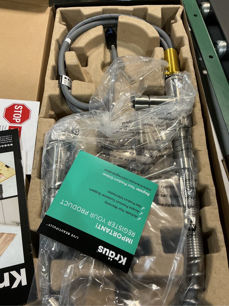 Condition photo showing Good Condition for KRAUS Bolden Commercial Style 2-Function Single Handle Pull Down Kitchen Faucet in Stainless Steel, KPF-1610SS Stainless Steel Commercial Style