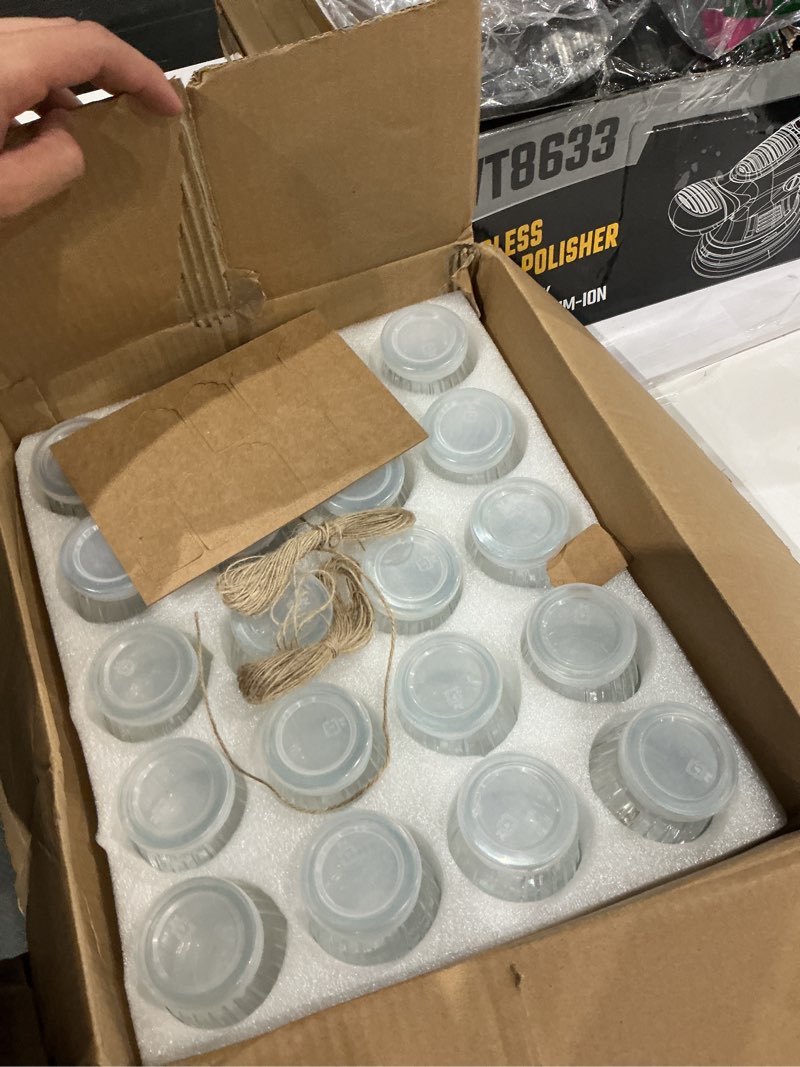 Condition photo showing New/Like New for 4oz small glass jars 40pack, clear glass pudding jars with pe lids and tags, spice jars/glass jelly jars/yogurt jars/small jars with lids (set of 40) 4fl.oz 40pack