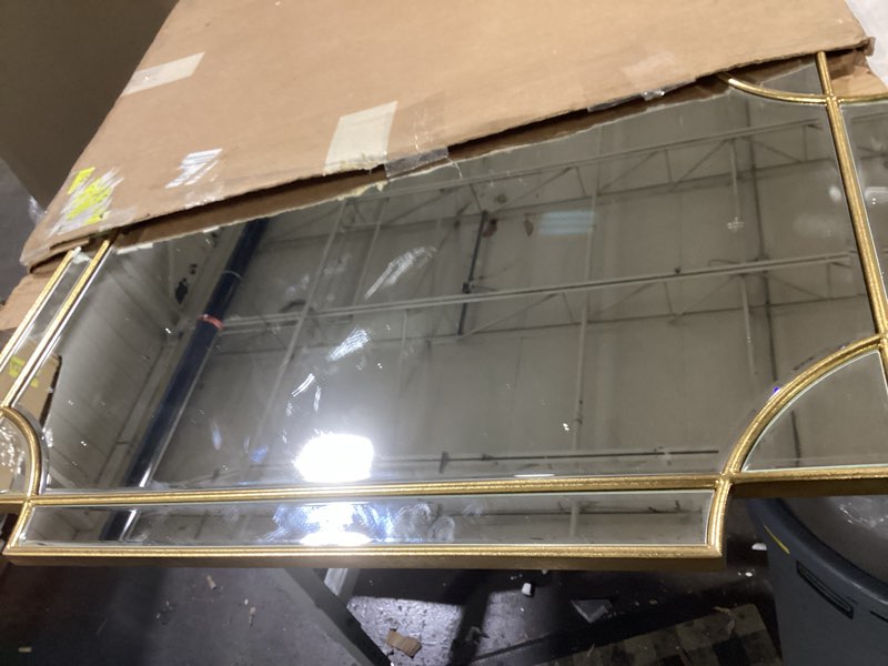 Condition photo showing As Is for kate and laurel minuette decorative rectangle frame wall mirror in gold leaf, 24x35.5 inches