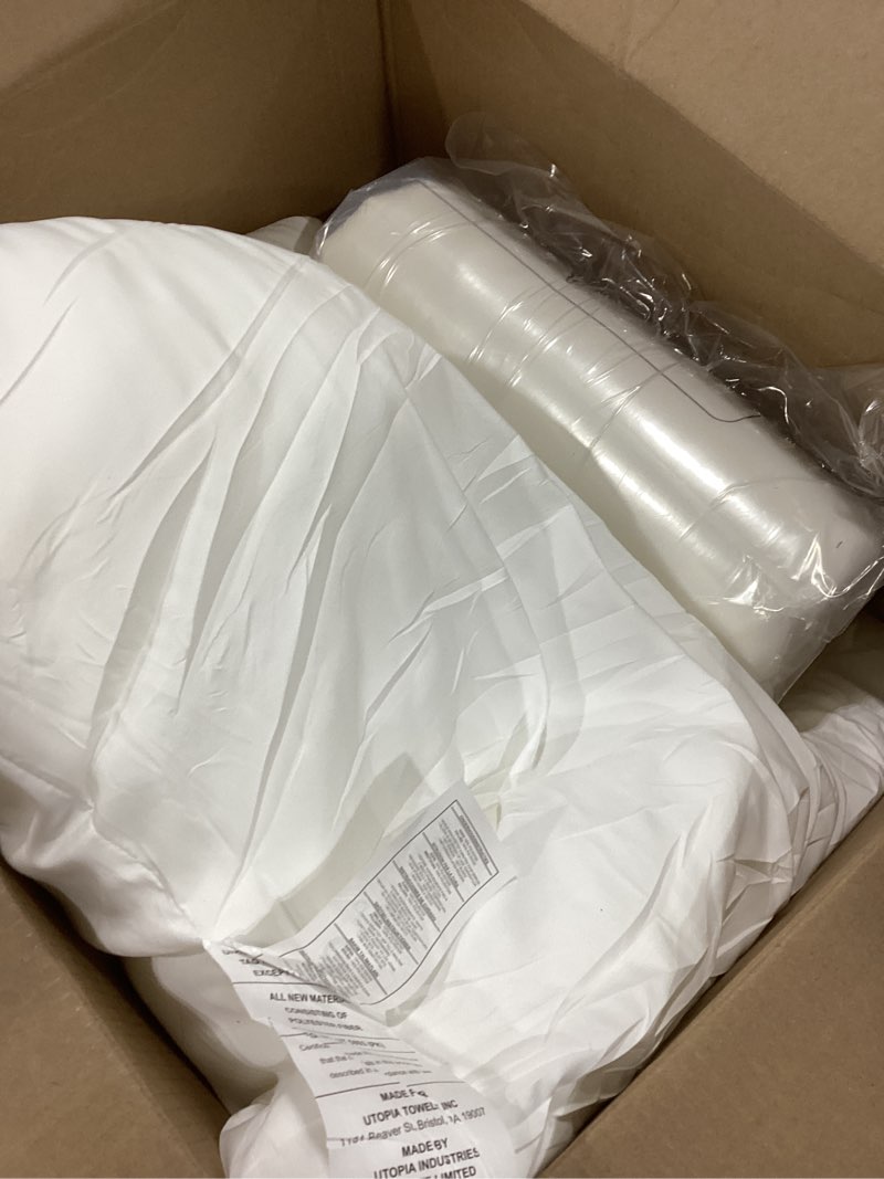 Condition photo showing As Is for Utopia Bedding 26x26 Pillow Inserts, Set of 2, White – Indoor Decorative Throw Pillows for Bed, Sofa & Couch – Soft, Supportive & Fluffy Cushion Inserts White 26x26 Inch