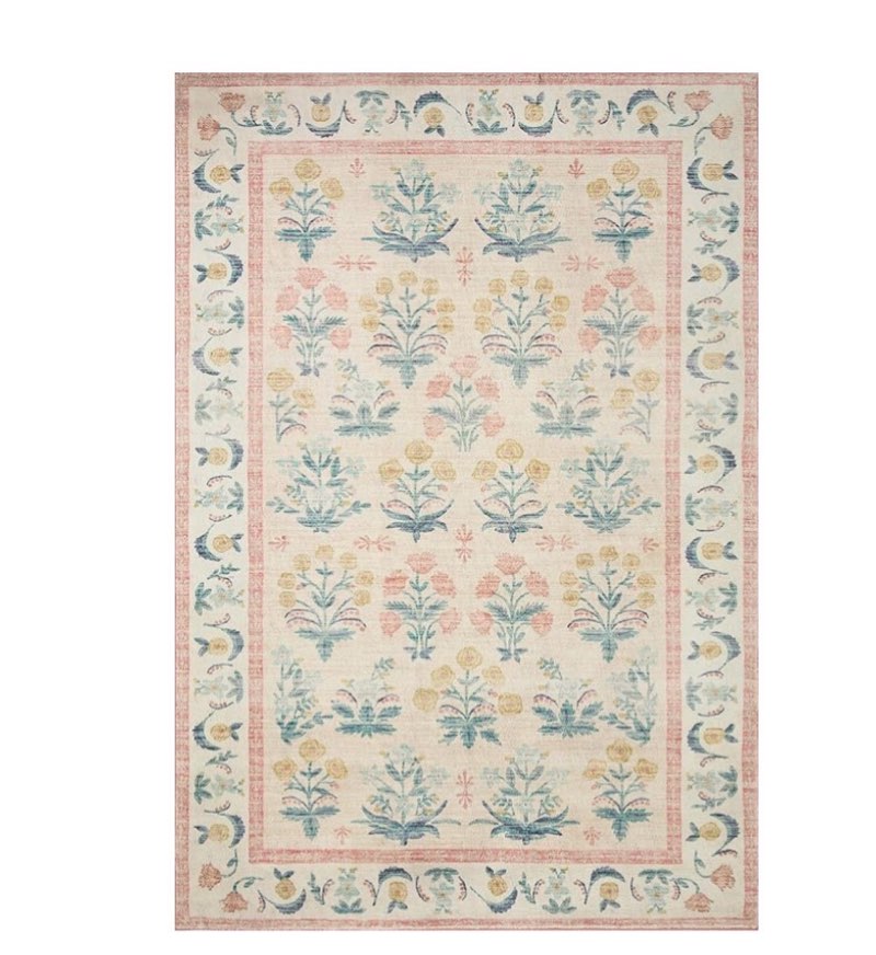 loloi rifle paper co. eden collection ede-01 mughal rose blush 7'-6" x 9'-6" area rug feat. cloudpile™