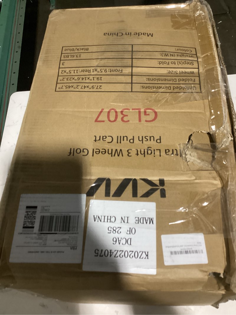 Condition photo showing Good Condition for kvv 3 wheel golf push cart ultra lightweight smallest folding size, new-version scorecard holder black/blue