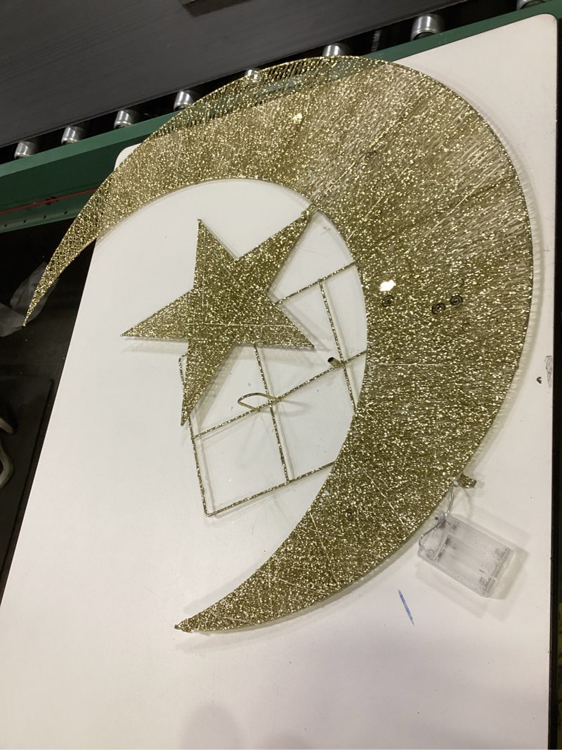 Condition photo showing Good Condition for Pre-lit Eid Mubarak Decorations for Home Metal Eid Star Moon Crescent Light Ramadan Decorations Outdoor Lighted Night Lamp Sign with LED String for Yard Lawn Pathway Moon multiple size 1