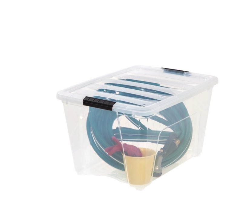 (Missing Lids)IRIS® Plastic Storage Container With Handles/Latch Lid, 22\" x 16 1/2\" x 13\", Clear