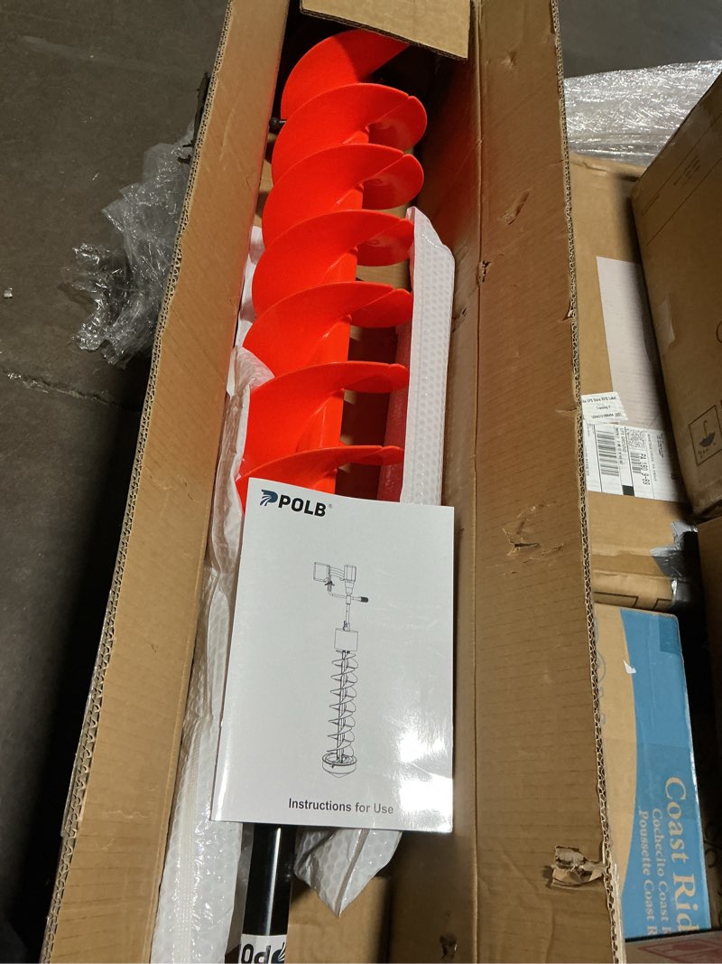 Condition photo showing Good Condition for Ice Fishing Auger, 8'' Ice Auger Bit, 40'' Cordless Nylon Ice Drill Auger with 18'' Extension, Universal Adapter & Top Plate, Replaceable Blade Kits 8'' Orange Combo