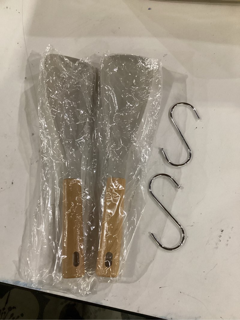 Condition photo showing Good Condition for cooking spoon for nonstick cookwares, great for cooking and serving sturdy bpa-free matte silicone, wood handle spoon for mixing, scoop, and scrape (2 pack of khaki, 11.4 inch) 2 pack of khaki 11.4 inch