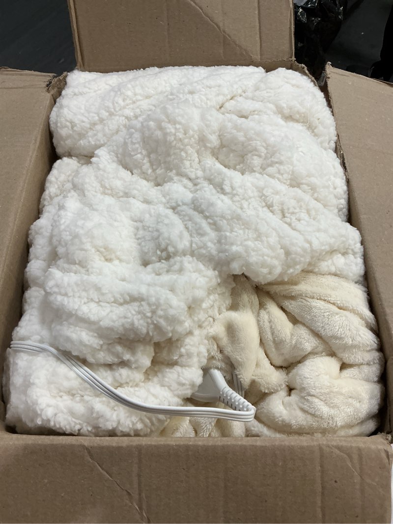 Condition photo showing As Is for Electric Blanket King Size Dual Control - Heated Blanket with 5 Heat Settings, 10 Hours Auto Off, Overheat Protection, Washable Heating Blankets Gift for Mom 100" x 90", White 2- White King - 100" x 90"