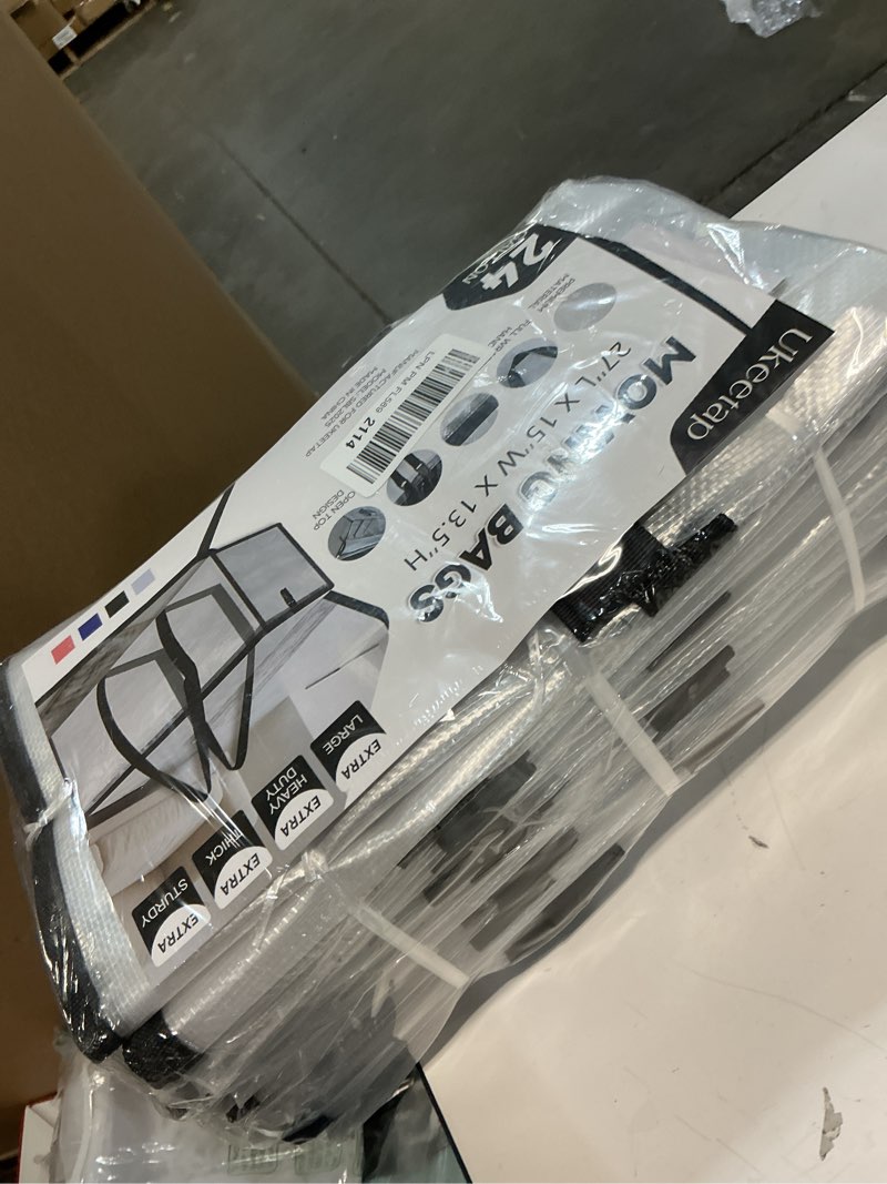 Condition photo showing Good Condition for 8 Pack Extra Large Heavy Duty Moving Bags, Clear Storage Bins with Lids, Reinforced Handles & Heavy-Duty Zippers Moving Boxes Storage Bags Totes for Clothes Packing, Dorms, College Supplies, Clear Clear 8 Pack