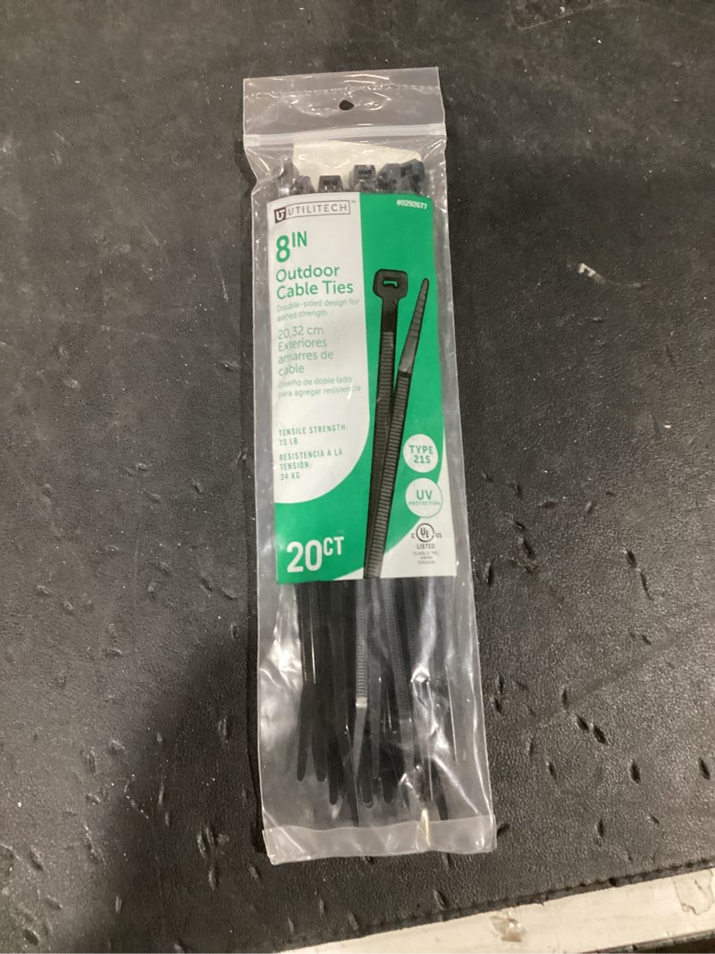 Condition photo showing New/Like New for utilitech 8-in nylon zip ties black with uv protection (20-pack)