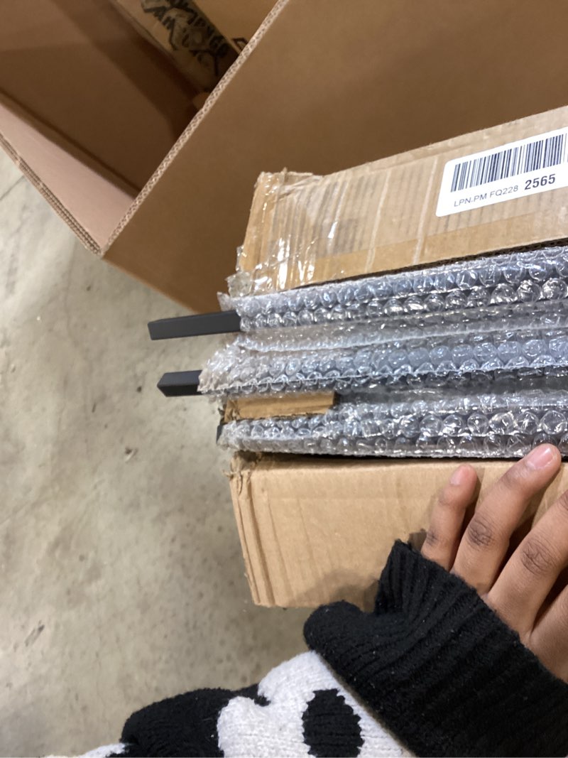 Condition photo showing Good Condition for 30 pcs wrought iron balusters for staircase, 1/2" x 44" hollow straight iron spindles deck balusters with 60 fixed swivel shoes, deck railing for indoor stairs - matte black square design 30