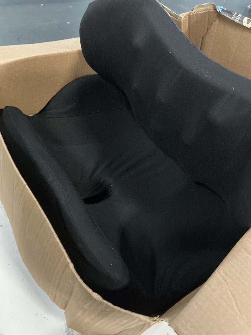 Condition photo showing As Is for lexeme x large memory foam seat cushion lumbar support pillow for sciatica & tailbone pressure relief coccyx pad for office chair, car,wheelchair,home,office black