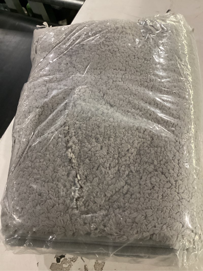 Condition photo showing Good Condition for lochas bathroom rug runner 24x48 inch, soft thick absorbent microfiber bath rugs for bathroom, machine washable, shaggy plush non slip bath mat for tub, shower floor, quick dry mats, grey grey 48x24 inch (rectangular)