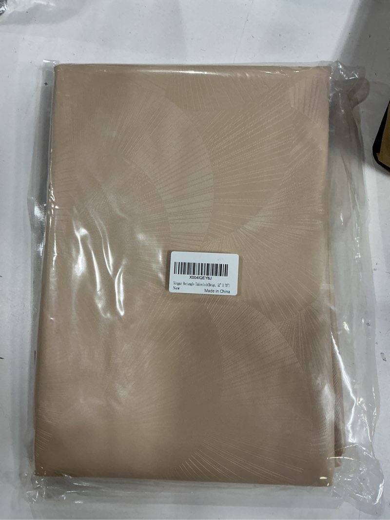 Condition photo showing New/Like New for Rectangle Table Cloth, Waterproof Heavy Duty Vinyl Tablecloths, Wipeable Washable Table Cover for Kitchen and Dining Room (Beige, 52" X 70") Beige 52" x 70" (Rectangular)