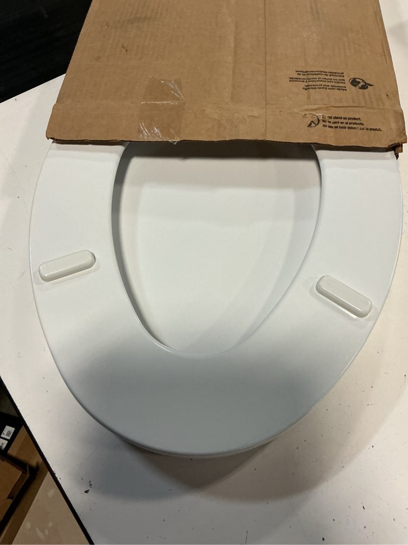 Condition photo showing Good Condition for bemis elongated enameled wood removes for easy cleaning toilet seat in cotton white