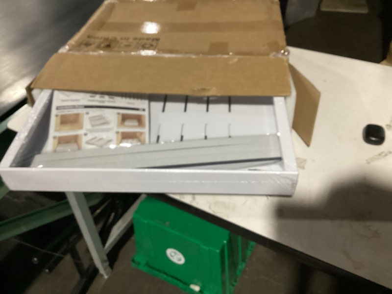 Condition photo showing New/Like New for seinloes 2 pack pull out cabinet organizers 21" deep with raising pad for framed cabinets, expandable width (9"-14") slide out drawers upgrade 3 slide rails, roll out shelves adhesive, white