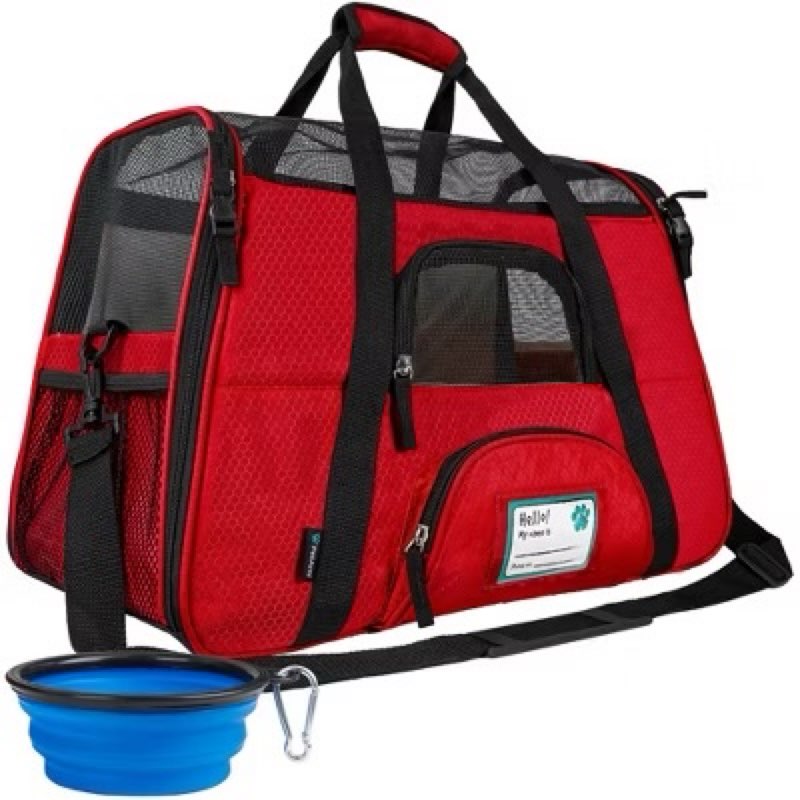 petami airline approved pet carrier for cat dog, soft sided travel supplies accessories, ventilated carrying bag