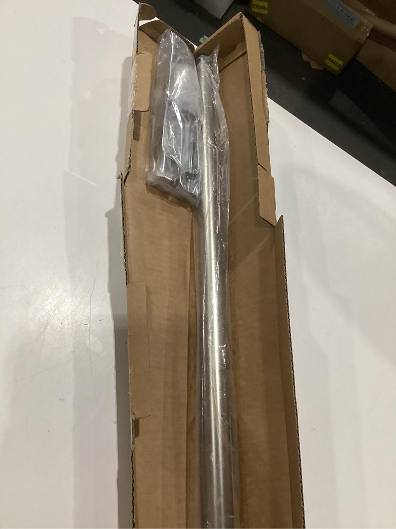 Condition photo showing As Is for ivilon drapery window curtain rod - end cap style design 1 inch pole. 48 to 86 inch color satin nickel 48 to 86 in.