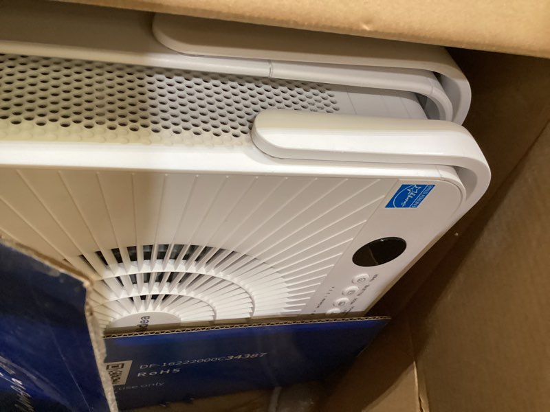 Condition photo showing As Is for midea cube 50 pint dehumidifier for basement and rooms at home for up to 4,500 sq. ft., smart control, compatible with alexa (white), drain hose included