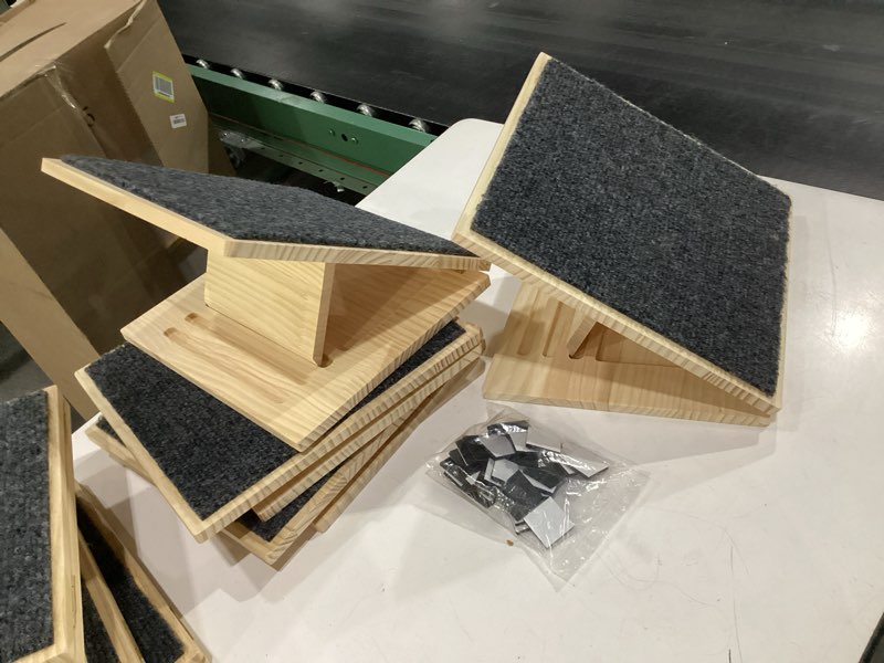 Condition photo showing New/Like New for dog ramp for stairs 6 pack - adjustable wooden stair wedges for small dogs, foldable indoor dog stair ramp with triangular support and non-slip pads for senior and short-legged pets