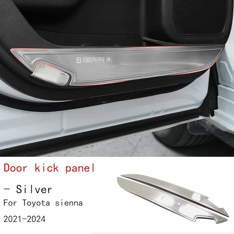 JYCDC for Toyota Sienna 2021-2022-2023-2024 Door Anti Kicking Plank Interior Modification Front Door Stainless Steel Decorative Accessories (Silver)