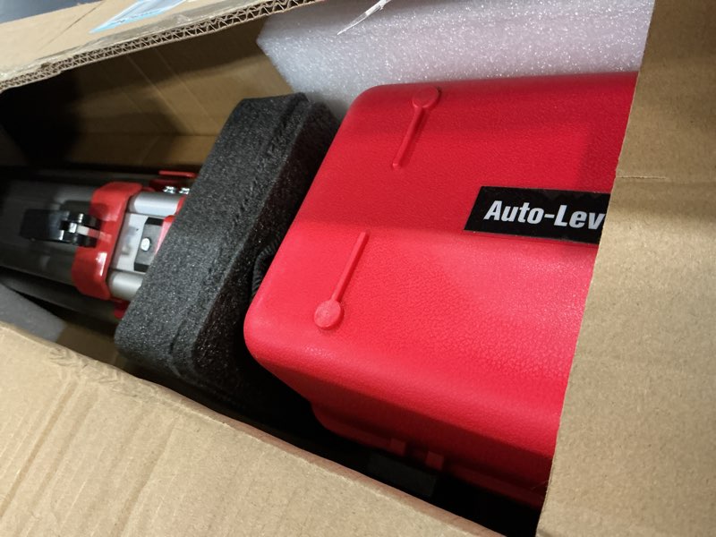 Condition photo showing As Is for KEZERS 32X Automatic Optical Level Kit with Tripod, Self-Leveling Magnetic Dampened Compensator and Transport Lock, Aluminum Survey Tripod, 9FT Grade Rod, Carrying Case 32X w/ Tripod & Rod