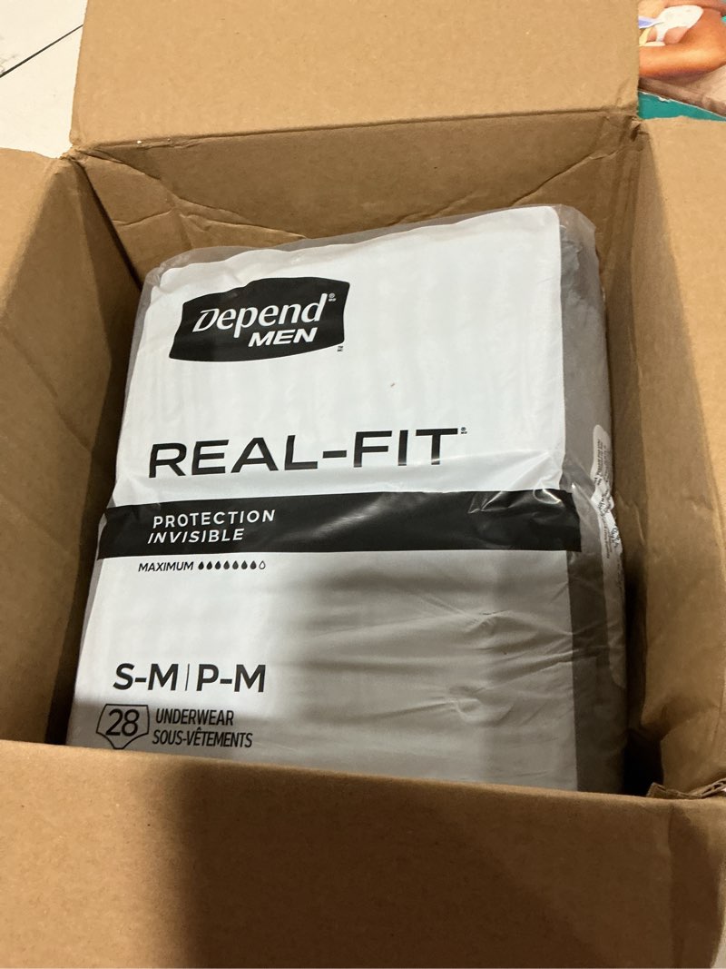 Condition photo showing Good Condition for depend real fit incontinence underwear for men, s/m, 56 count gray small/medium 56