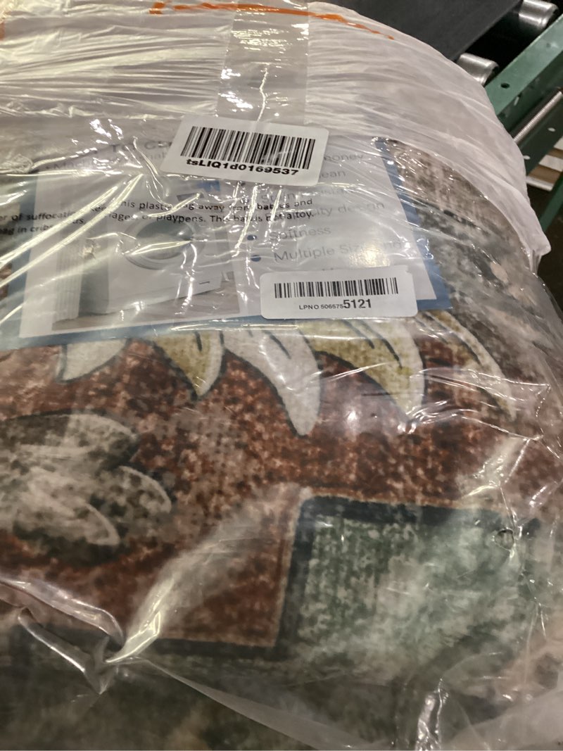 Condition photo showing As Is for releany area rugs 6'x9' washable non-slip, floral vintage distress print pattern medallion carpet for living room bedroom dining room, brick red rust neutral brown burnt orange green brick/brown/green 6' x 9' (rectangular)