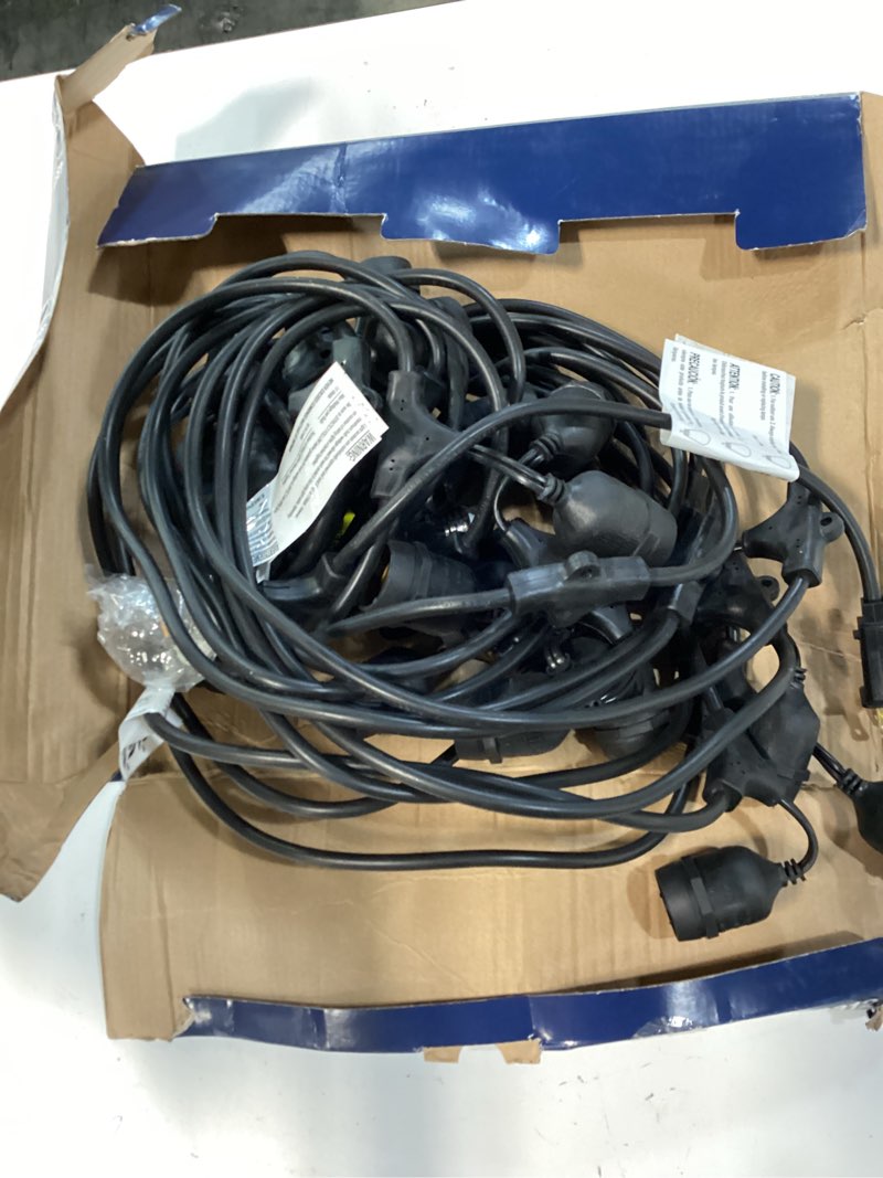 Condition photo showing As Is for harbor breeze 48-ft plug-in black indoor/outdoor string light with 24 white -light led edison bulbs