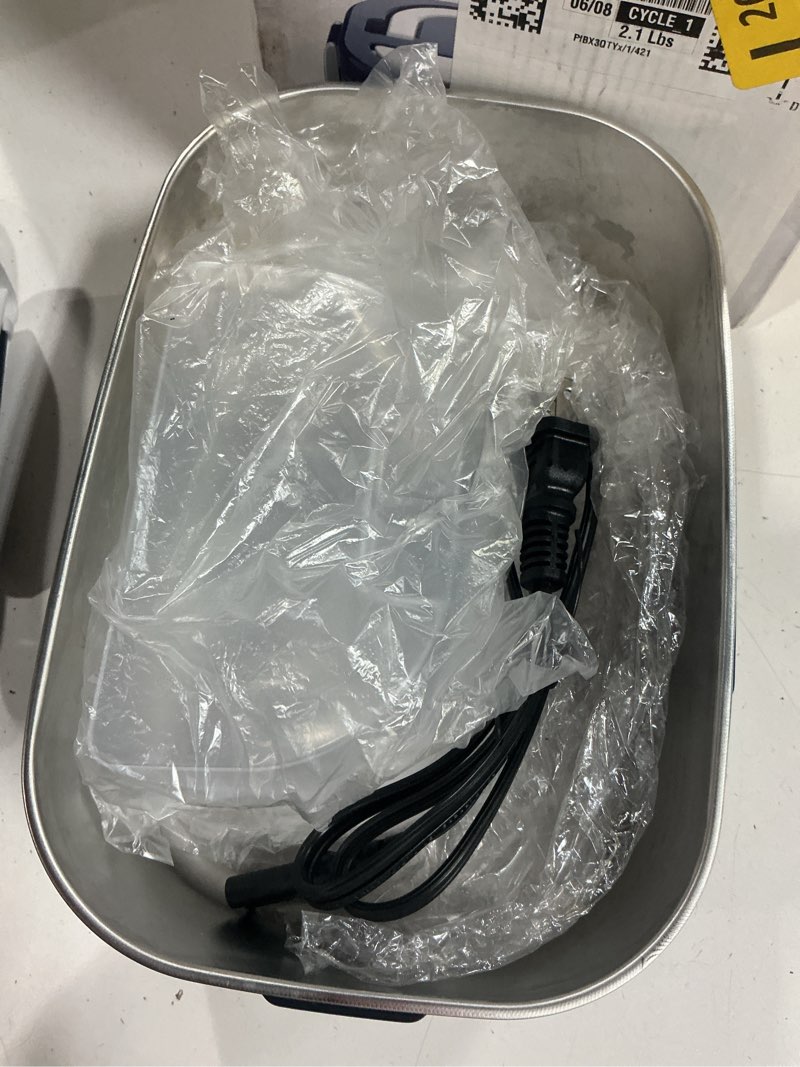 Condition photo showing As Is for wisakey electric lunch box for men/women 80w heated lunch box for adults, 12v 24v 110v 220v portable food warmer lunchbox lonchera eléctrica portátil gifts fathers day for dad husband men white & blue