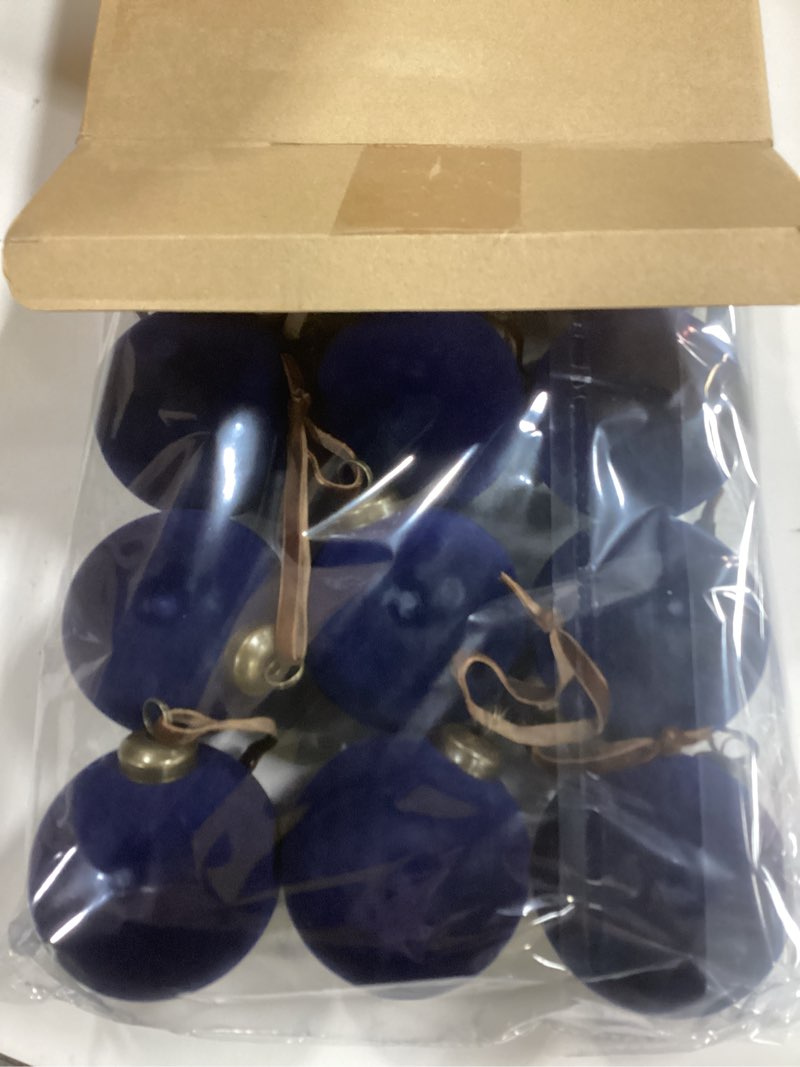 Condition photo showing New/Like New for Liliful 15 Pcs Velvet Christmas Balls Bulk Flocked Christmas Tree Ball Ornaments Plastic Xmas Decorative Hanging Ornaments(Navy Blue) Navy Blue 3.15 Inch