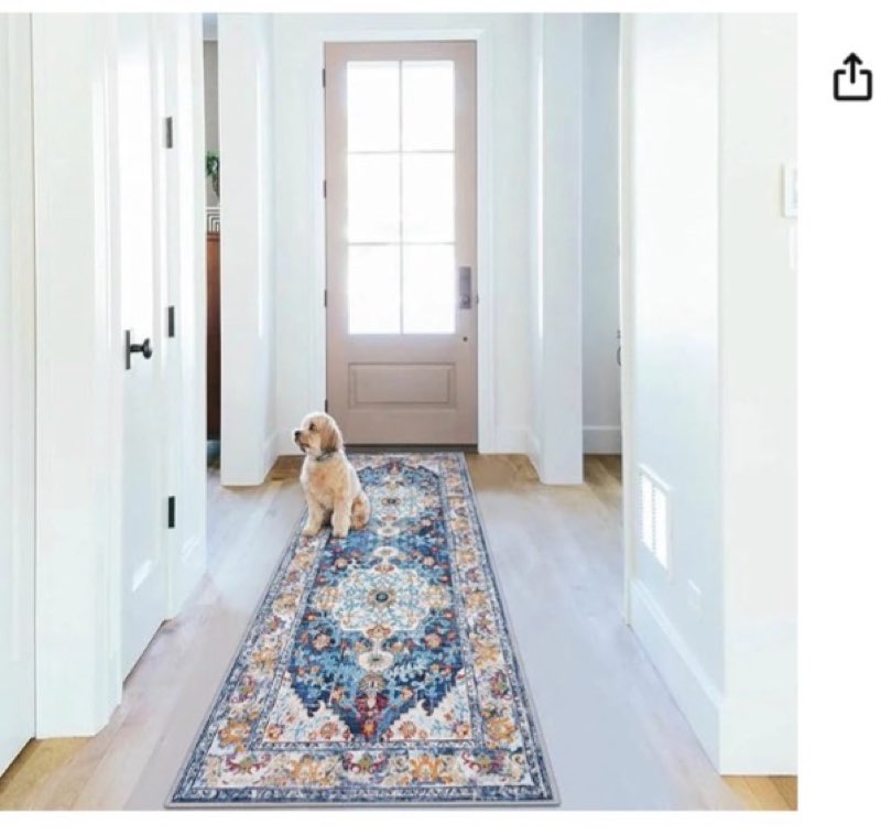 U'Artlines 2' x 6' Boho Hallway Runner Rug, Non Slip Washable Vintage Farmhouse Accent Area Rug Carpet for Kitchen Entryway Laundry and Living Room(Blue),similar 