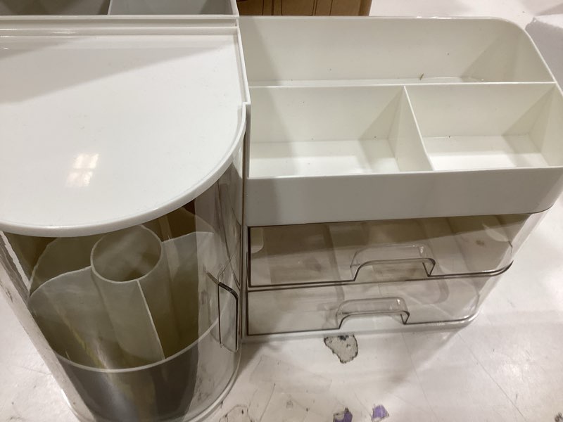 Condition photo showing As Is for marbrasse desk organizer pen holder for desk with 3 drawers, multi-functional pencil holder, desk organizers and accessories with 7 compartments for home, school, classroom(white)