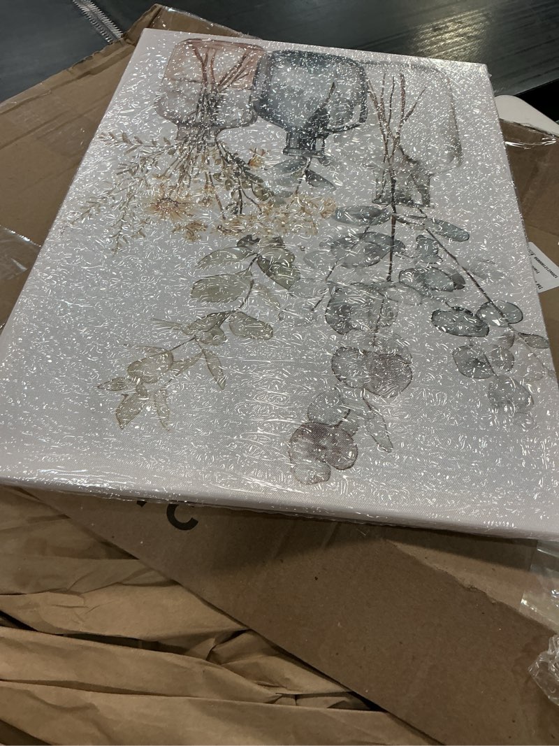 Condition photo showing New/Like New for qixiang eucalyptus sage canvas wall art green floral leaves picture prints boho wildflower botanical painting for living room bathroom (white,24" l x 16" w) white 24"l x 16"w